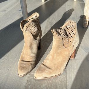 Brown high heeled boots
